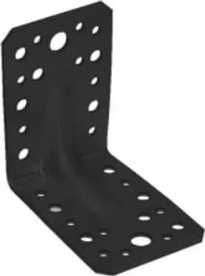 Produktbild von 10x Schwerlast Winkelverbinder mit Sicke 90x90x65 mm schwarz