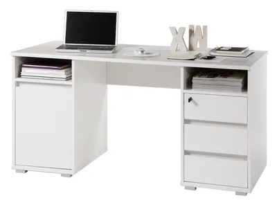 Image de Bureau - Blanc - 145 x 65 cm - 3 tiroirs