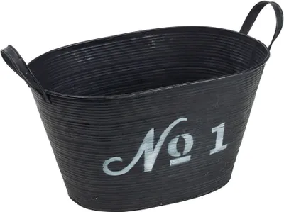 Produktbild von Pflanzschale Metall No1 28x19x16cm ShabbyChic Tragegriffe Pflanzkübel Pflanzkorb