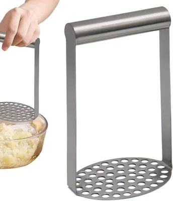 Productafbeelding van Aardappelstamper - Voedselstamper - Puree Maken - Roestvrij Staal - 11 x 8.6 cm - Zilverkleurig
