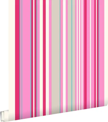 Zdjęcie produktu dla ESTAhome Tapeta paski różowymIturkusowym - 116531 - 53 cm x 10,05 m