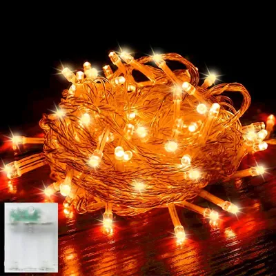 Lichterkette 3m 30 LEDs orange batteriebetrieben Timer