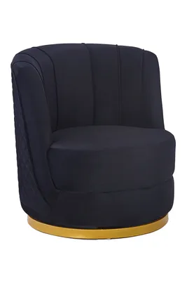 Produktbild von SalesFever Dreh-Sessel | 360° drehbar | mit Diamantsteppung | Bezug Samt | Sockel Metall | B 68 x T 57 x H 77 cm | schwarz – goldfarben
