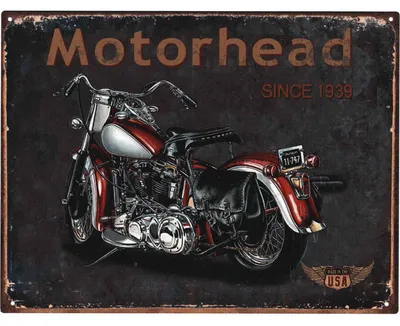 Obrázok produktu pre Moritz Blechschild Motorhead vyrobené v USA 25 x 33 cm Retro vintage nástenná dekorácia