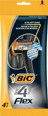 Zdjęcie produktu dla Bic 8896951 BIC jednorazowa maszynka do golenia 4 Flex, dla mężczyzn, opakowanie 4 szt