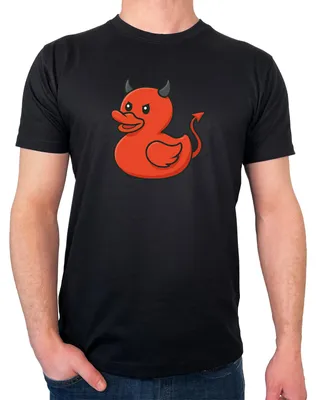 Produktbild von Huuraa Herren T-Shirt Quietscheente Teufel Gummiente Luzifer M Black Bio Baumwolle Fairtrade Herrenshirt Geschenkidee