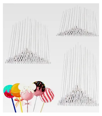 Produktbild von Cake Pop Stiele für DIY Backen, Bonbons und Tortendekoration, Weiß, 7,6/10/15 cm, Drei Größen, 300 Stück