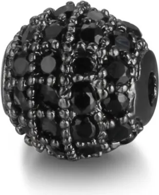 Produktbild von Schmuck-Perlen 3 Stück, Charm für Armbänder glitzernd, 5 mm, Schwarz