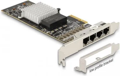 Produktbild von DeLOCK PCI Express x4 Karte zu 4 x RJ45 Gigabit LAN i350, Eingebaut, Kabelgebunden, PCI Express, Ethernet, 1000 Mbit/s