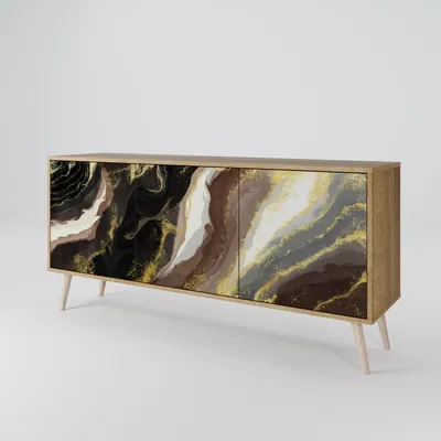 Produktbild von Spacerebels Kommode mit 3 Türen - Sideboard Komodenschrank - Highboard - Kleiderschrank Möbel - Wohnzimmer Schlafzimmer - 57,5×111×42 (HxBxT)