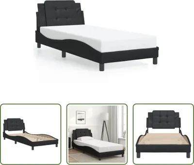 Produktbild von The Living Store Bettgestell mit Kopfteil Schwarz 80x200 cm Kunstleder