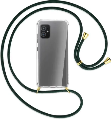 Produktbild von Handykette Backcover-Schutzhülle mit Band (Metall goldfarben) für Asus Zenfone 8 - dunkelgrün