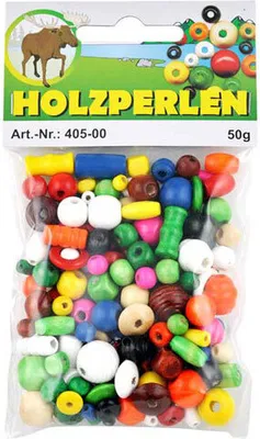 Image de Meyco 200 perles en bois multicolores mélangées résistant à la sueur et à la salive