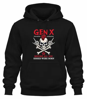 Produktbild von Gen X The Badass Generation Punk Statement Sarkasmus Born Hoodie Kapuzenpullover, Schwarz, XXL