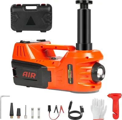 Produktbild von CAR Electric Jack, 5T 12 V Hydraulic Impact Wrax, LED -Taschenlampe und Luftkompressor, für Aufstrebende Reifenwechsel, Plastikkoffer mit Controller