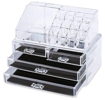 Image de Rangement pour maquillage à 4 tiroirs, transparent avec compartiments