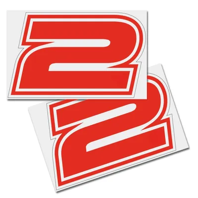 Produktbild von Startnummer Aufkleber 2er Set, Schrift Brünn, # 2, rot