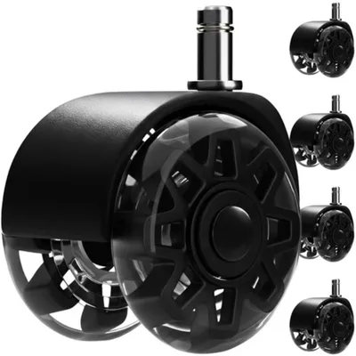 Image de Ruhhy 26294 Jeu de 5 roulettes pivotantes pour chaise de bureau, noir