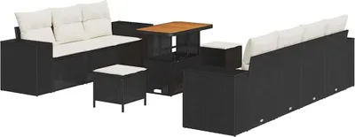 Immagine prodotto di vidaXL Set di divani da giardino 10 pezzi in polirattan nero
