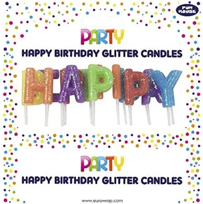 Produktbild von Eurowrap Clairefontaine 12825-HBMC - Set mit Kerzen Buchstabe mit Glitzer ''Happy Birthday'', 1 Set