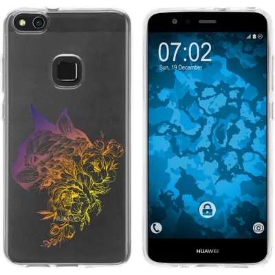 Produktbild von PhoneNatic Case kompatibel mit Huawei P10 Lite Silikon-Hülle Floral Katze M2-3