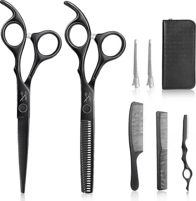 Produktbild von Famanu Haarschneider Professionelle Haarschneideschere & Dünnschneider 6,5" - Schwarz