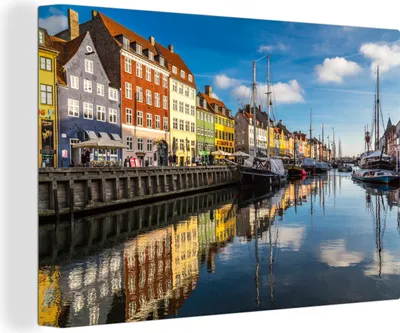 Obrázek produktu pro OneMillionCanvasses® - Obrazy na plátně - 140x90 cm, Nyhavn v Dánsku u Skandinávie, Nástěnné umění tisk Nástěnná dekorace