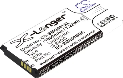 Immagine prodotto di TECHTEK Batteria compatibile con [Samsung] Galaxy S5 Dx, Galaxy S5 Mini, SM-G800, SM-G800F, SM-G800H, SM-G800R4, SM-G800Y sostituisce EB-BG800BBE, pe