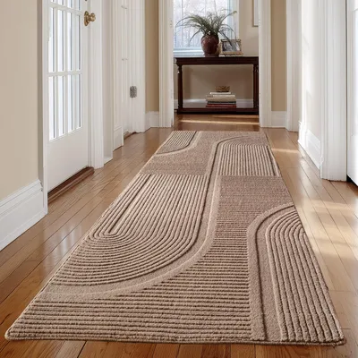 Produktbild von Carpetsale24 Boho Teppich Skandinavischer Kurzflor mit 3D Effekt, Waschbar Teppich für Wohnzimmer, Grösse: 80x150 cm