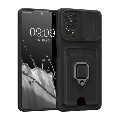 Produktbild von kwmobile Handyhülle kompatibel mit Xiaomi Redmi Note 11 Pro / Note 11 Pro (5G) / Note 12 Pro (4G) - Softcase mit Kameraschutz - Kartenfach - Schwarz