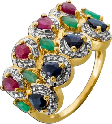 Produktbild von Diamant Ring Gold 375 9K Smaragde Rubine Saphire Antikschmuck 18