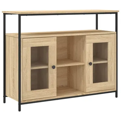 Produktbild von Möbel Sideboard - elegante Design - Mehrzweckschrank - Sonoma-Eiche 100x35x80 cm Holzwerkstoff - Kommoden CLORIS7672082
