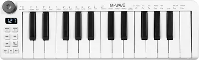 Obrázek produktu pro M-VAVE SMK-25mini MIDI klaviatura, dobíjecí, 25klávesová MIDI řídicí klaviatura, přenosná mini-USB klaviatura, MIDI kontrolér s 25 klávesami citlivými na rychlost, 1 tlačítko
