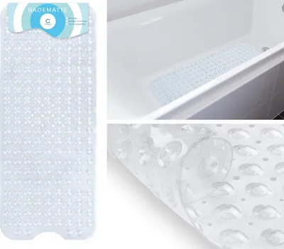 Produktbild von Circul Badewannenmatte 100 x 41 cm transparent modern eckig mit Noppen und Abflussausparung