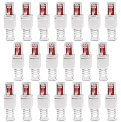 Produktbild von Netzwerkstecker Cat 6 RJ45 Stecker 20x Steckverbinder werkzeuglos Zugentlastung