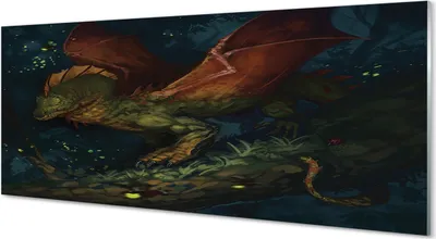 Produktbild von Glasbilder 125x50 Wandkunst Grüner Drache im Wald