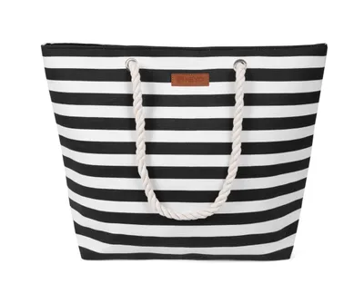 Produktbild von Strandtasche Damen Große Badetasche mit Streifen Freizeittasche Sommer Tasche Shopper Bag Einkaufstasche XL Schwarz
