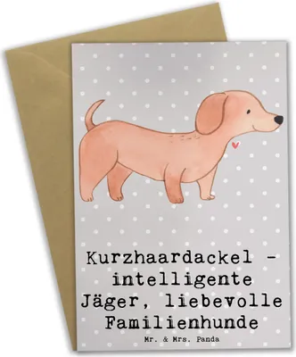 Produktbild von Mr. & Mrs. Panda Klappkarte Kurzhaardackel Liebe - Grau Pastell - Geschenk, Glückwunschkarte, treue Begleiter, Dackel, Durchsetzungskraft, osterkarte, einladungskarten