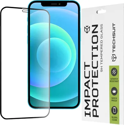 Obrázok produktu pre Techsuit 111D Full Cover / Full Glue Glass Ochranné tvrdené sklo na iPhone 12 / iPhone 12 Pro – Čierne