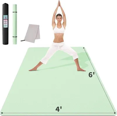 Obrázok produktu pre Veľká podložka na jógu, 183 cm x 122 cm x 6 mm, športová podložka z TPE, protišmyková, na pilates, cvičenie doma, podložka na cvičenie