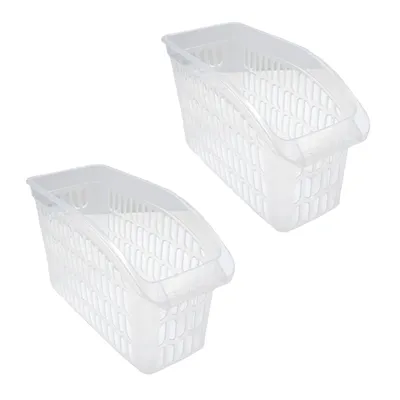 Produktbild von 2er Set Aufbewahrungskorb Transparent 17,5 x 29 x 13,5 cm Schrankkorb Regal Organizer Aufbewahrungsbox Ordnungskorb Kunststoff