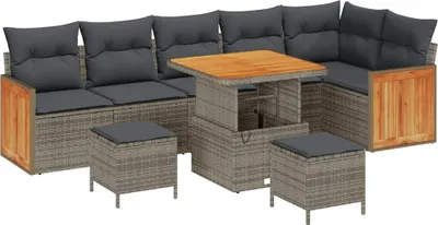 Immagine prodotto di vidaXL Set di divani da giardino con cuscini 11 pezzi Poli rattan grigio