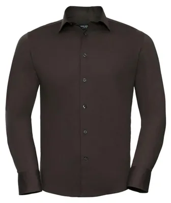 Image de Russell Collection - Chemise pour homme à manches longues LT3683 (M) (chocolat)