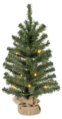 Produktbild von Everlands Mini Weihnachtsbaum im Jutesack 60 cm grün beleuchtet warmweiß