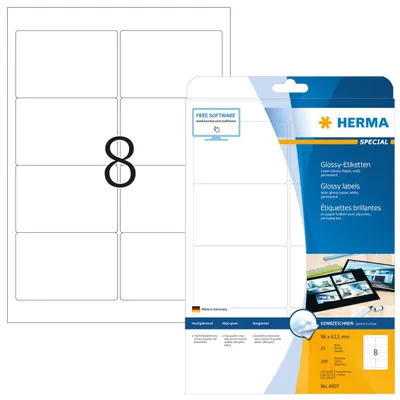 Obrázek produktu pro HERMA 4907, Bílá, Samolepicí štítek, A4, Papír, Laser, Permanentní