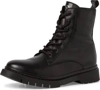Produktbild von Tamaris Damen Stiefelette Schnürboots Leder Combat Boots 1-25269-43, Größe:41 EU, Farbe:Schwarz