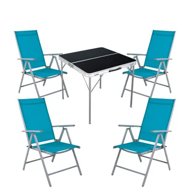 Produktbild von 5-teiliges Campingmöbel Set Aluminium Textilen petrol