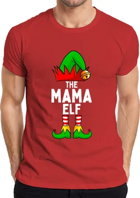 Produktbild von The Mama Elf Weihnachtsgeschenk für Mama lustig Elfe Familie Herren T-Shirt, Rot, S