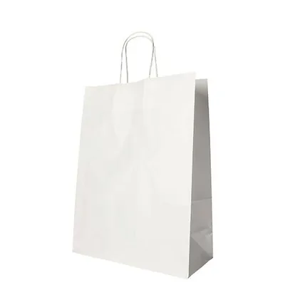 Produktbild von Papstar Papiertüten 35 x 26 x 12 cm weiß mit gedrehtem Tragegriff 10 x 25 Stück