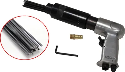 Produktbild von Druckluft-Nadelentroster, 19 Nadeln, 180 mm, 3 mm Ø, 3000 Schläge/Min, regulierbar, Pistolengriff
